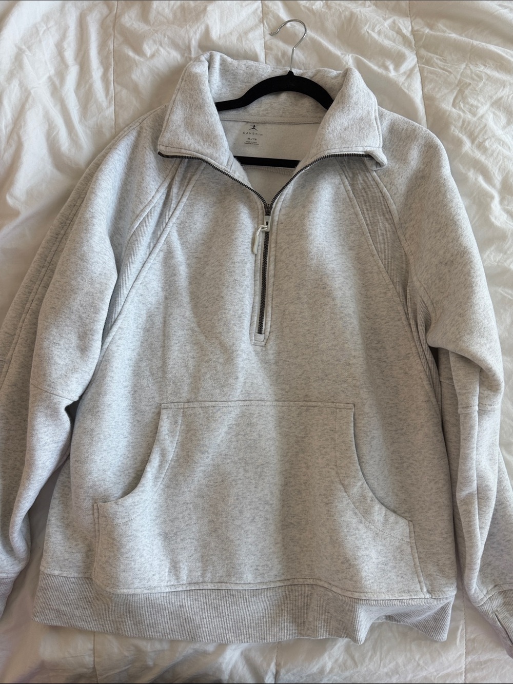 Danskin Women’s Half-Zip Crewneck Sweater Pullover - Light Gray XL